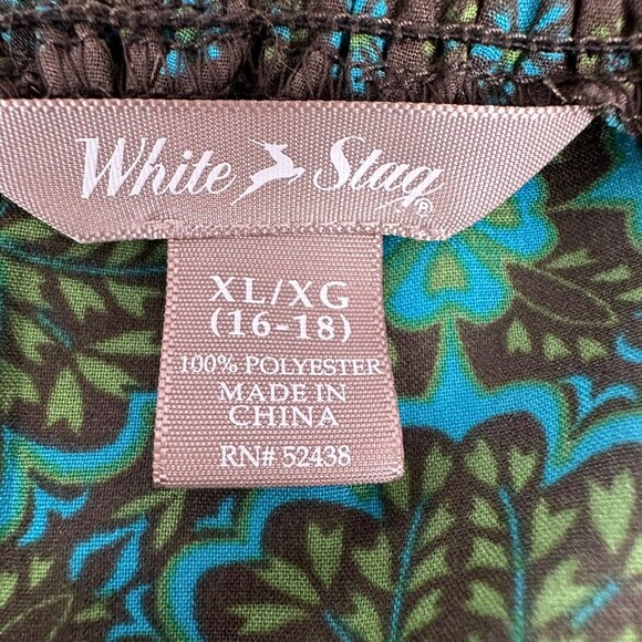 White Stag Women's Floral 100% Polyester Blouse Size XL Green - Picture 5 of 7